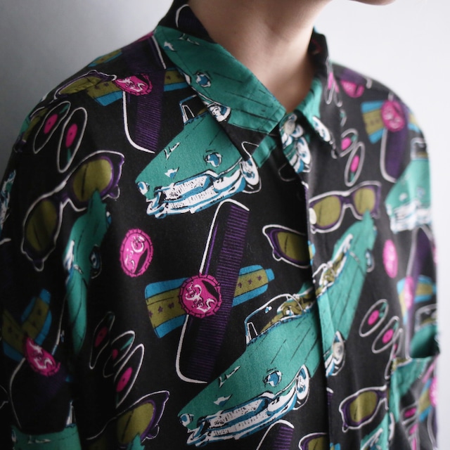 funk retro culture pattern big l/s shirt