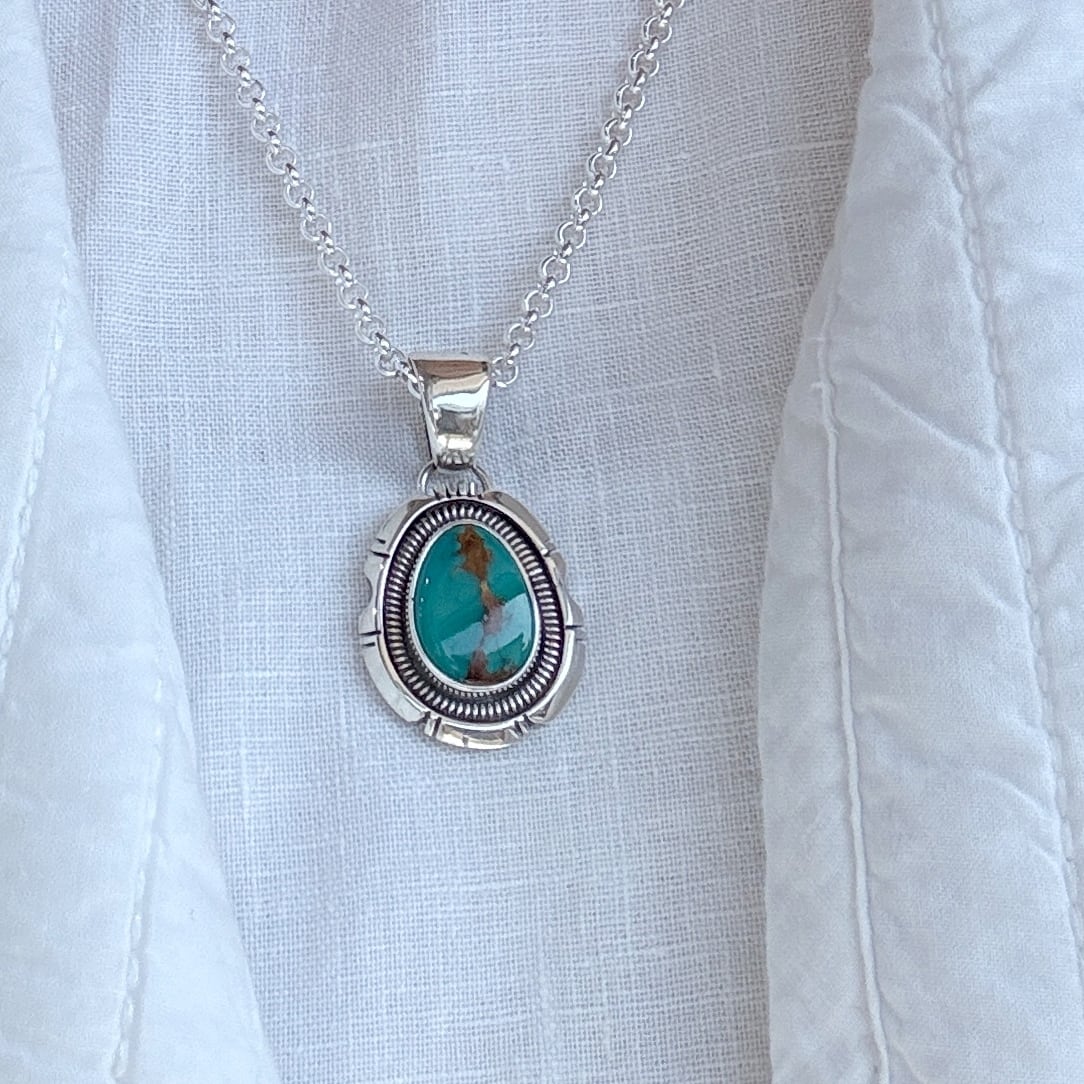 Indian Jewelry 》ロイストン ターコイズ 一点物 ペンダント