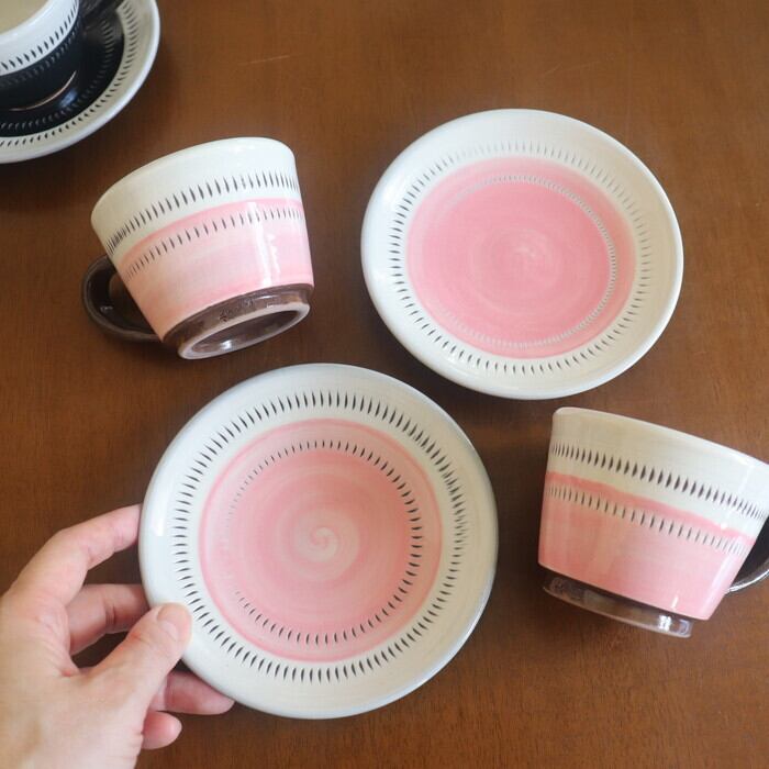 小石原焼 蔵人窯 色カップ＆ソーサー Koishiwara-yaki Colored cup and