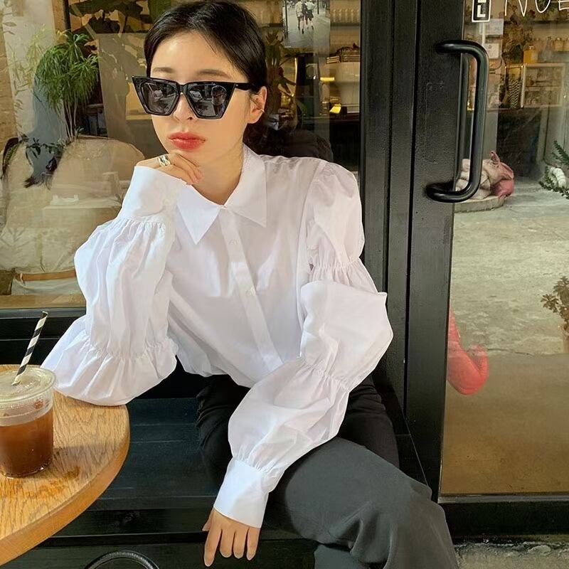 袖ボリュームシャーリングブラウス　AJ1079-6025