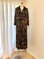 Velvet Collar Floral Dress