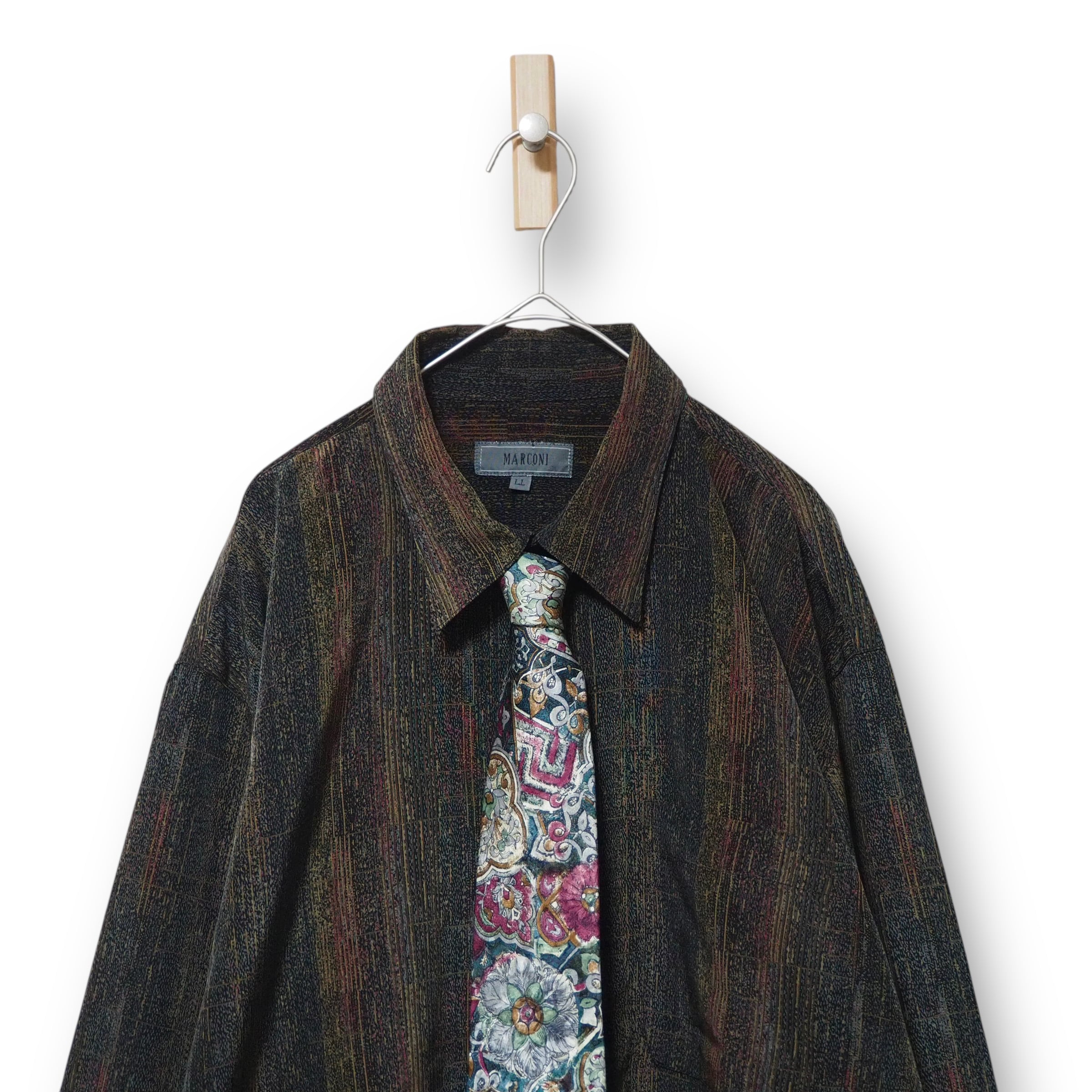 【VINTAGE】長袖デザインシャツ+ネクタイ