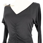 社交ダンス 衣装 ツーピース ブラック系 チャコット Chacott 無地 シンプル 黒 伸縮 ストレッチ セットアップ 上下セット 上品 日本製 パーティー かわいい ダンス衣装 イベント ステージ