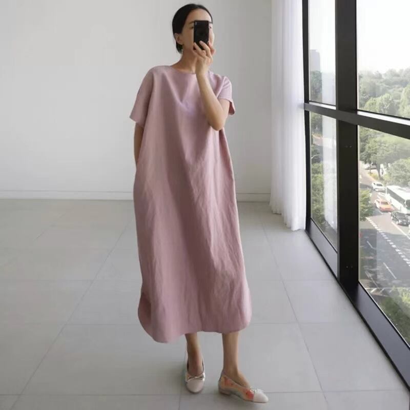 リネンブレンド　ワンピース　AJ22262-6855