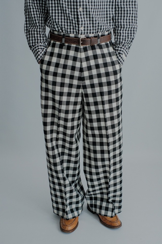【TSTS】GINGHAM WOOL WIDE TROUSERS