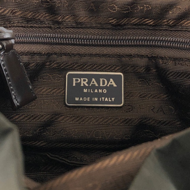 PRADA プラダ バックパック カーキ トライアングルロゴ ナイロン ダブルポケット B2811F vintage ヴィンテージ オールド zyewrg