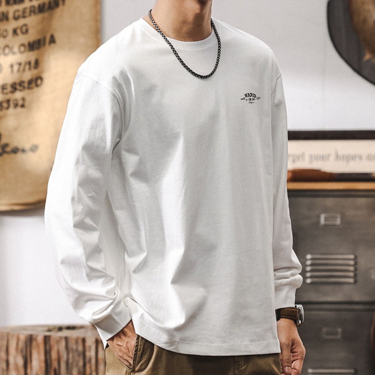 Back Print Long Sleeve Crew Neck ◇2color H0507