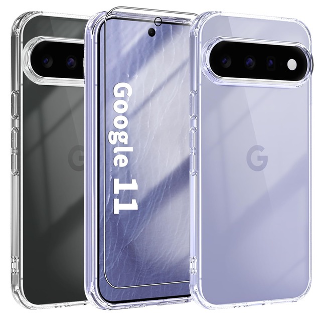 【Blxnyt】Google Pixel 11 用 ケース クリア ガラスフィルム付き MIL規格 耐衝撃 保護カバー 黄変防止