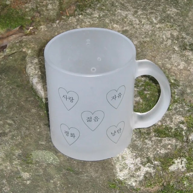 hangul mug A / ハングル マット マグカップ 半透明 星柄 y2k 韓国雑貨 食器 韓国インテリア