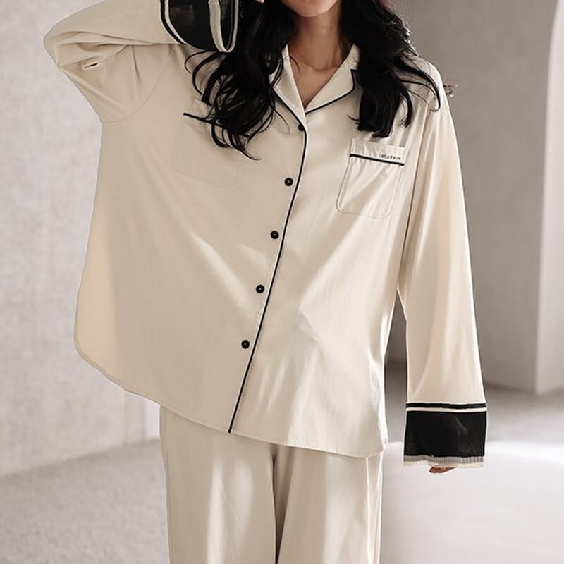 【3size】  Lapel simple suit pajamas  P339