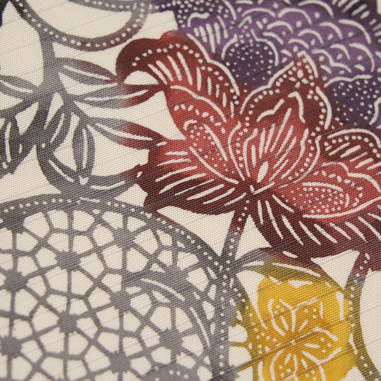 全通　花唐草模様の名古屋帯 花唐草模様 型絵染 全通 絽塩瀬名古屋帯【未着用品】 | かわの屋
