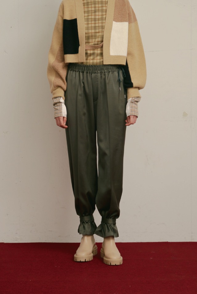 HEM RIBBON PANTS / KHAKI