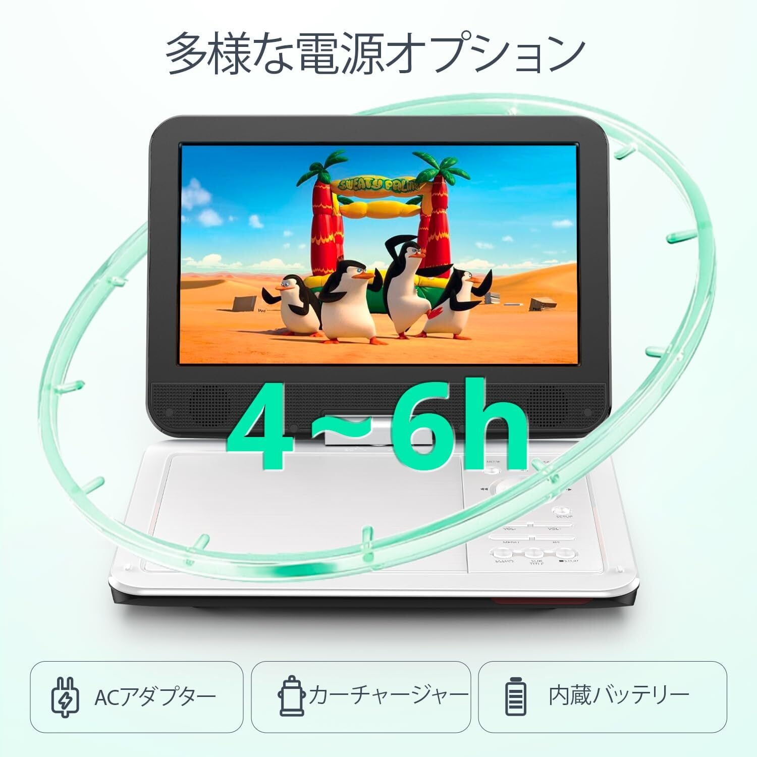 Yoton ポータブルDVDプレーヤー 12.5インチ、10.5インチLCD画面搭載