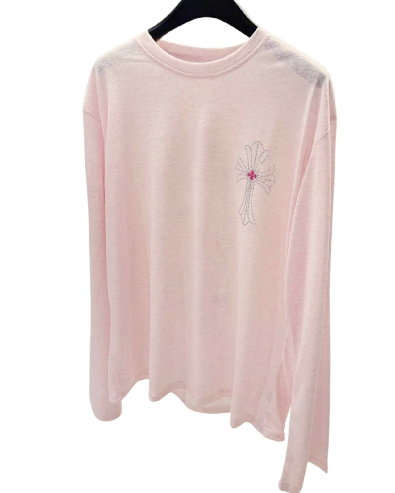 ラインストーンクロス ロングTシャツ(WT00006)