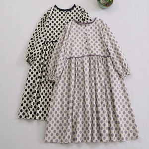 3色／ドット柄コットンワンピ ・11734