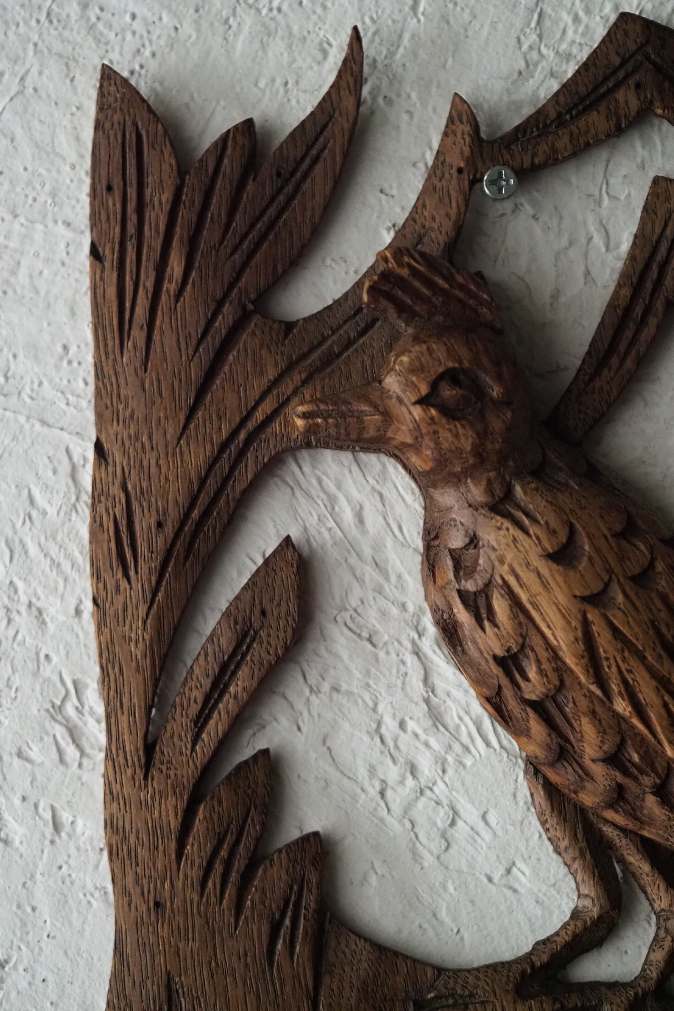 鳥の壁掛けオブジェ-antique bird wood caving objet | アンティーク