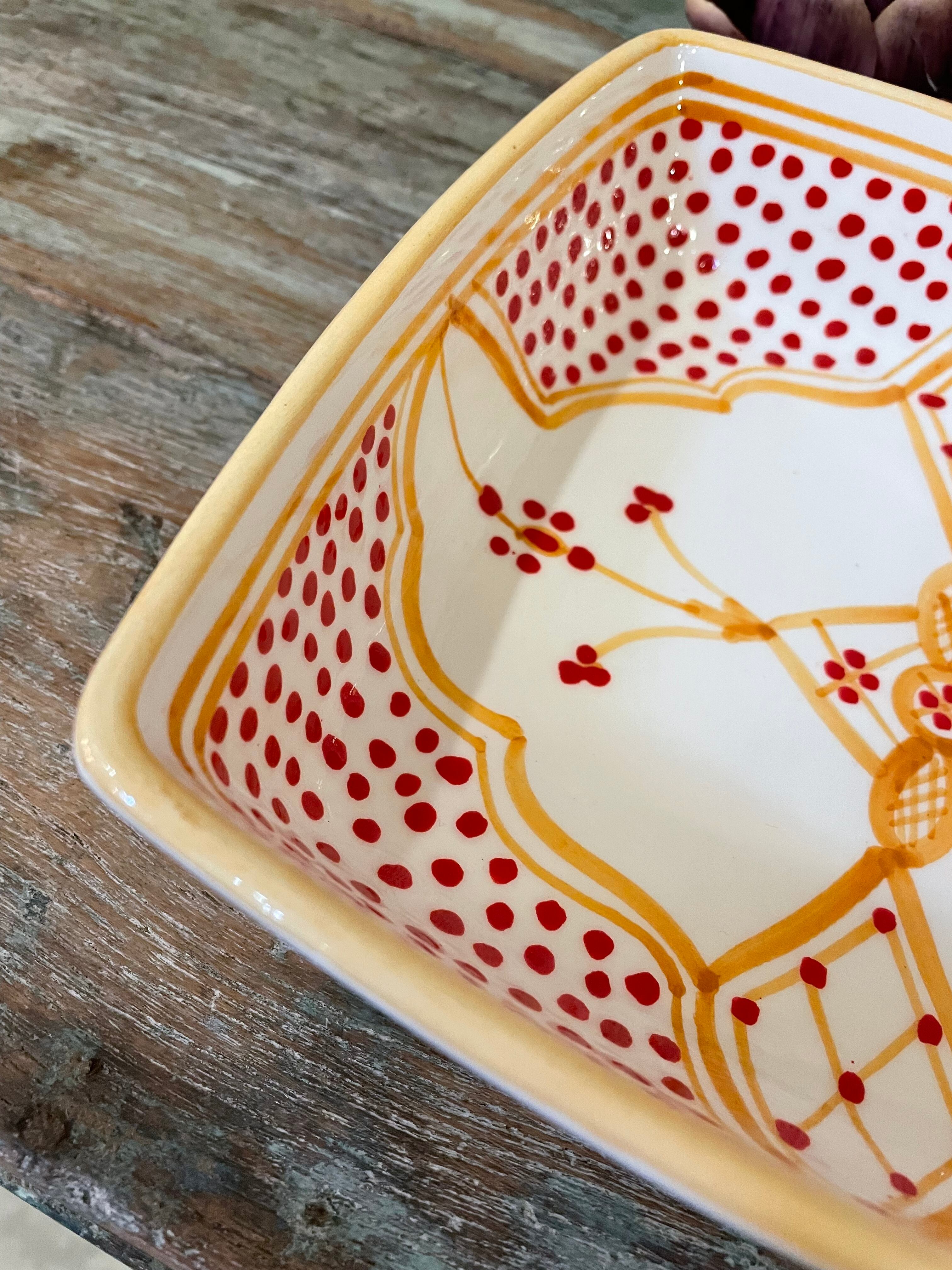 slama チュニジア製　プレート　民藝　絵皿 チュニジア 食器 スラマ 陶器 手描き デザート皿 ハンドメイド