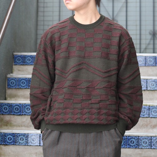 RETRO VINTAGE PATTERNED DESIGN KNIT/レトロ古着柄デザインニット