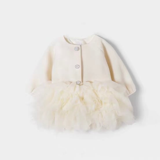 【KIDS】【80−140cm】アイボリーチュールコート
