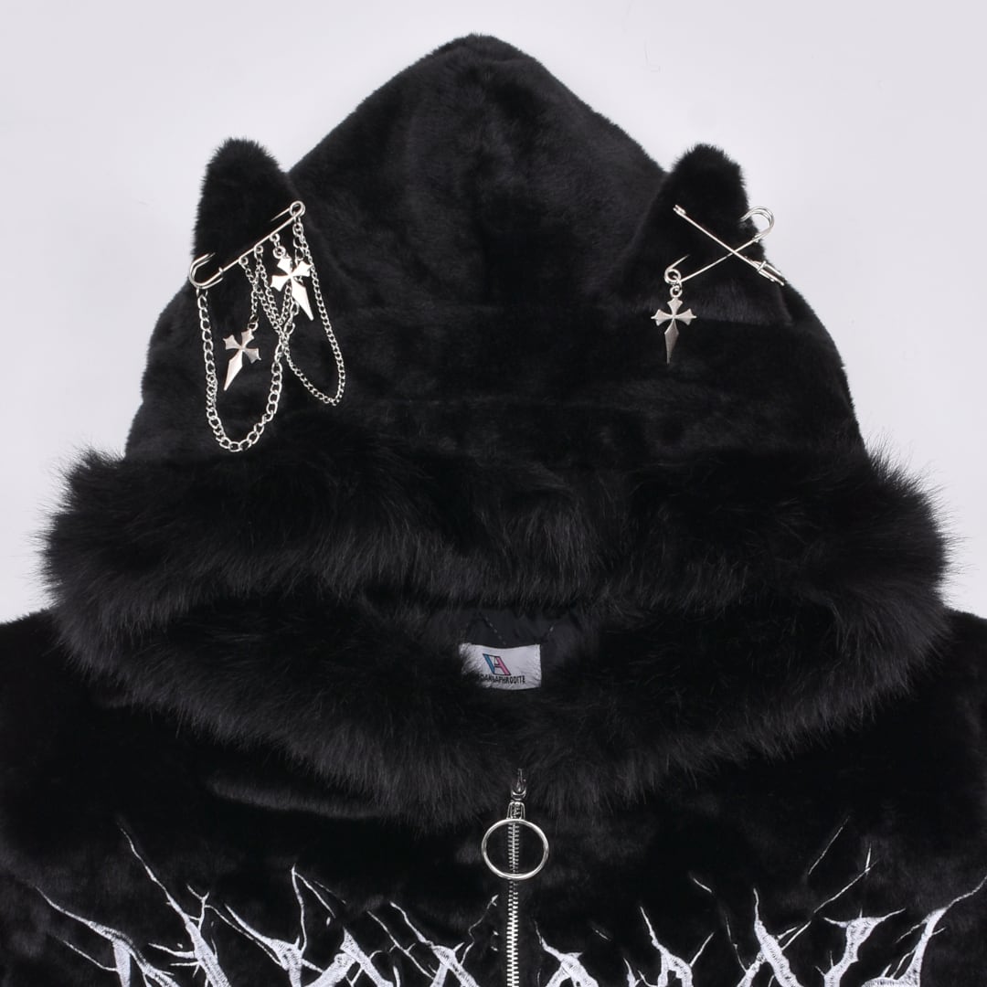 1/7 BLACK S再入荷！】新作☆ふわもこ ネコ耳しっぽファーブルゾン