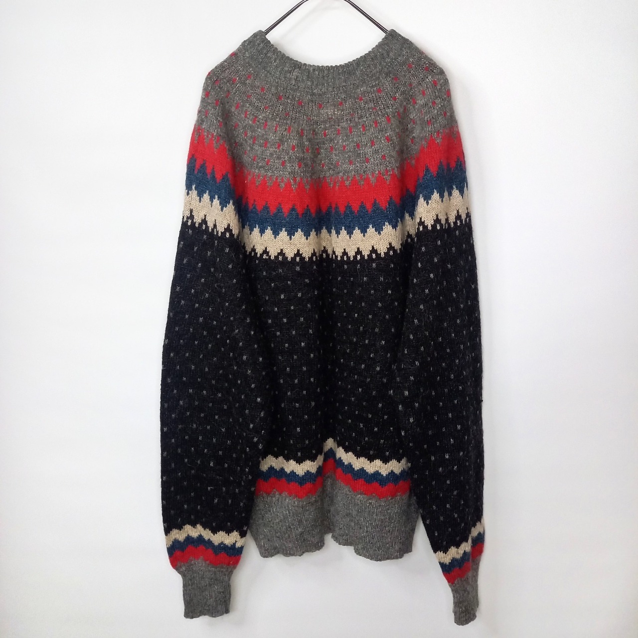 ウールリッチ　モヘア　バーズアイニット　セーター　ノルディック　ブラック　XL