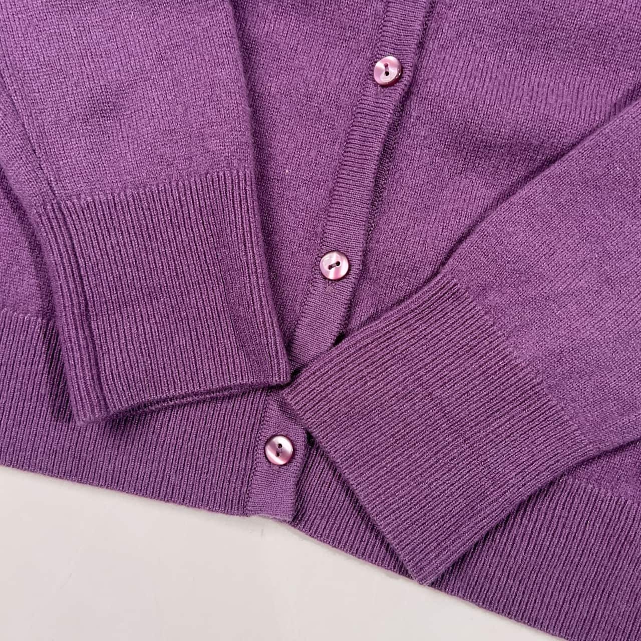 カシミヤ100% TAKASHIMAYA タカシマヤ ニット カーディガン M/バイオレット レディース