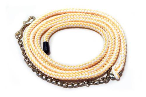 リードロープ　黄白　チェーン付　8ft　馬具　【BHD01-1804230959】20221104