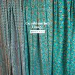 ブロックプリント生地【50cm単位】インド綿  ストライプ柄 グリーン×オレンジ×紺色 #60236-GR3