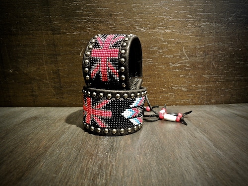 SATANTA サタンタ BEADS LEATHER BRESS custom shop別注01 Red RUDO 掲載アイテム