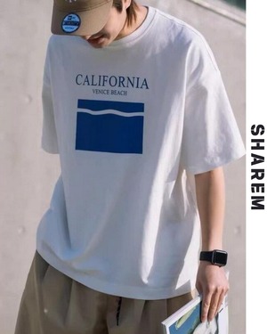 printed round neck short sleeve T-shirt　B0189