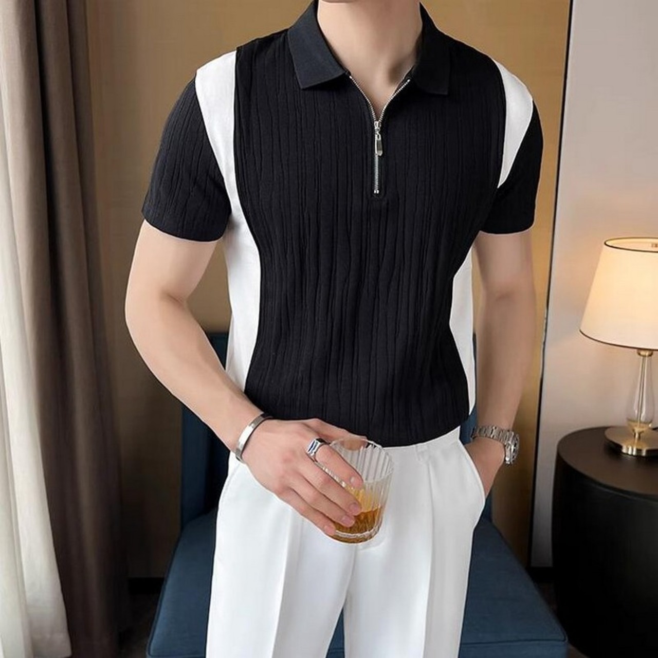 ice casual zipper polo shirt 00348