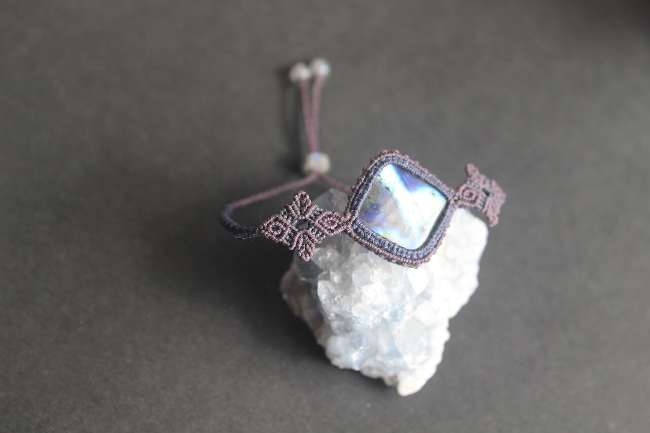 Multi color Labradorite micro macrame bracelet