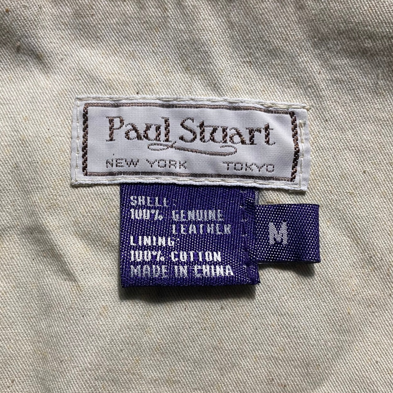 vintage PAUL STUART green leather × canvas blouson