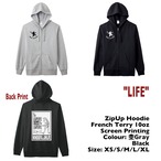 "LIFE" #21 ZipUp Hoodie 杢Gray / Black