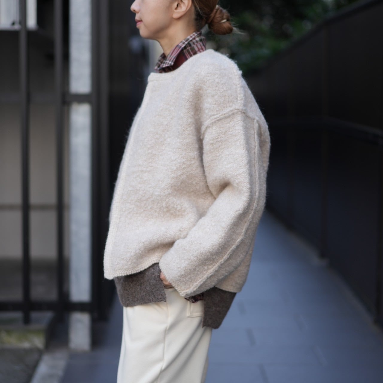 unfil(アンフィル) mohair & shetland wool jumbo loop knit jacket