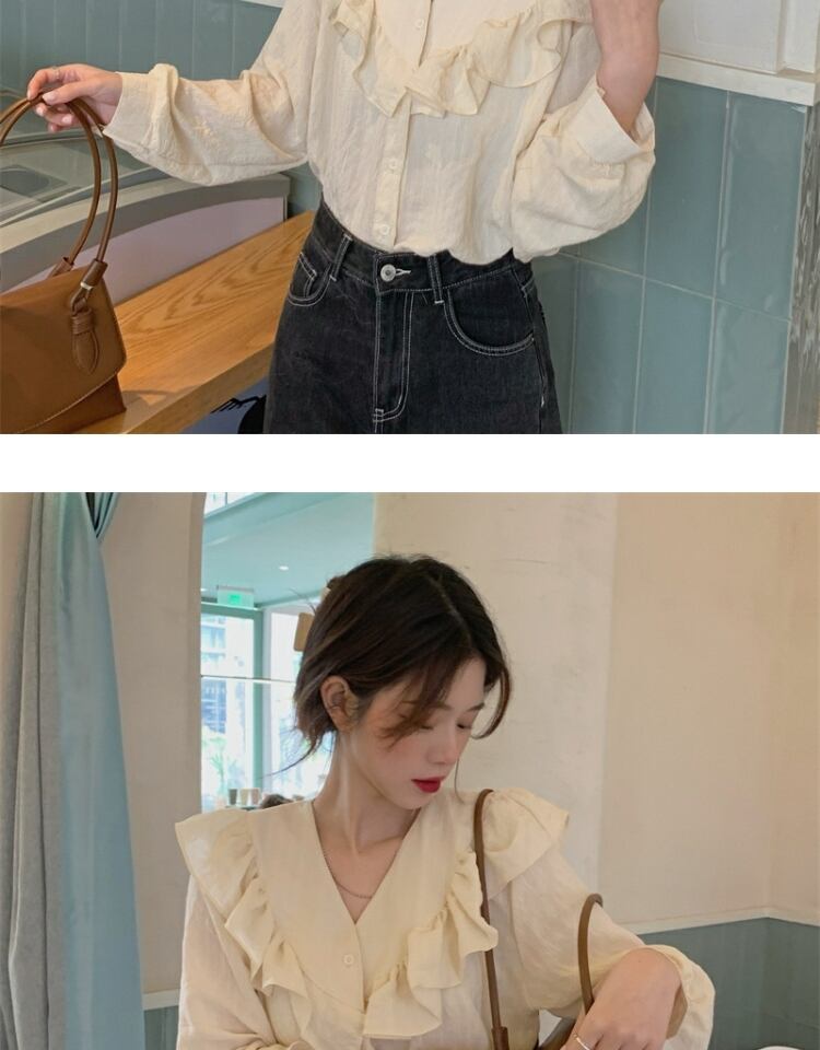 シャツ オータムVネックトップス ロング 秋物 萌量不足35000161896