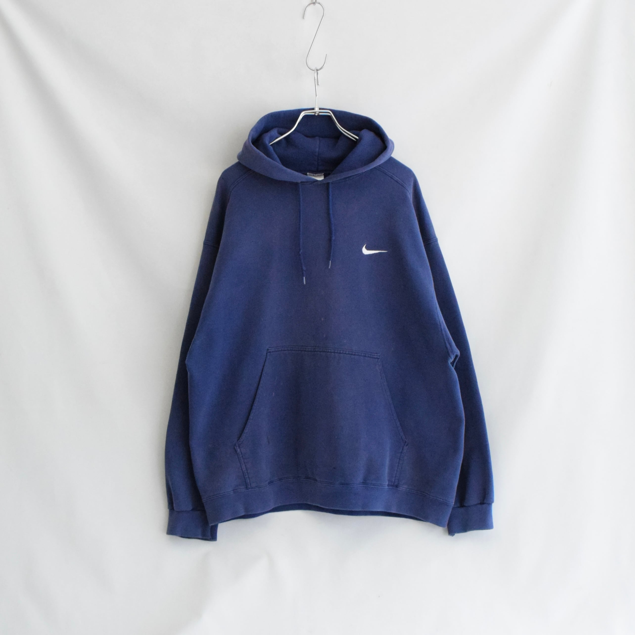 90〜00's NIKE パーカー スウェット メンズ L ネイビー スウォッシュ