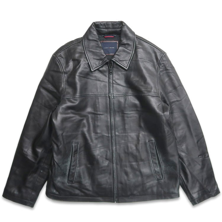 L 』GAP ギャップ レザージャケット ブラックレザー フルジップ レザー