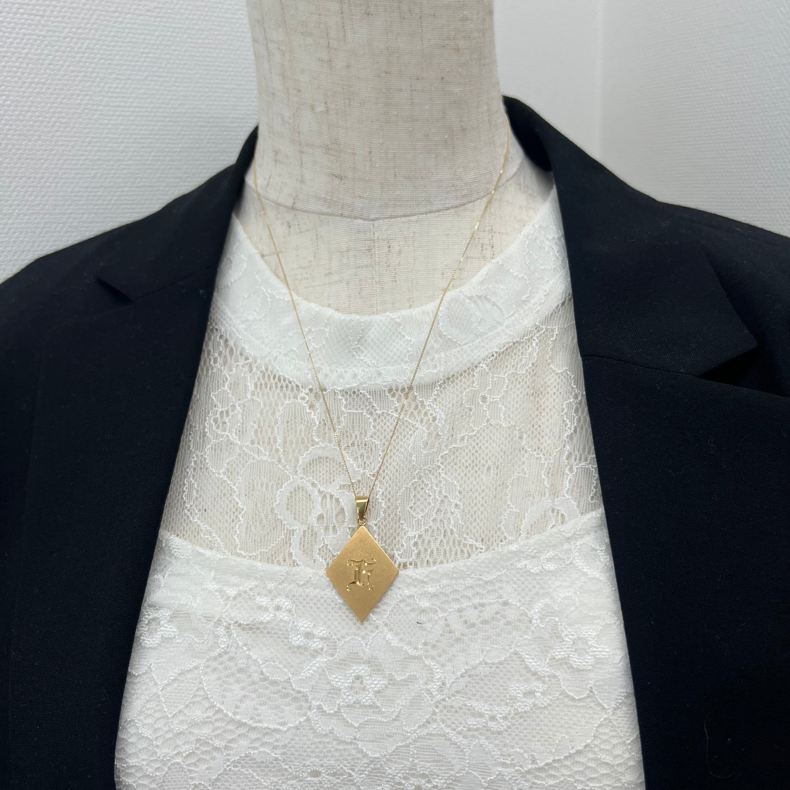 レトロデザイン ヴィンテージ ペンダント トップ K18 イニシャル H