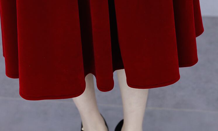 ワンピース ワンピドレス Aラインスカート ベルベット ミドル丈