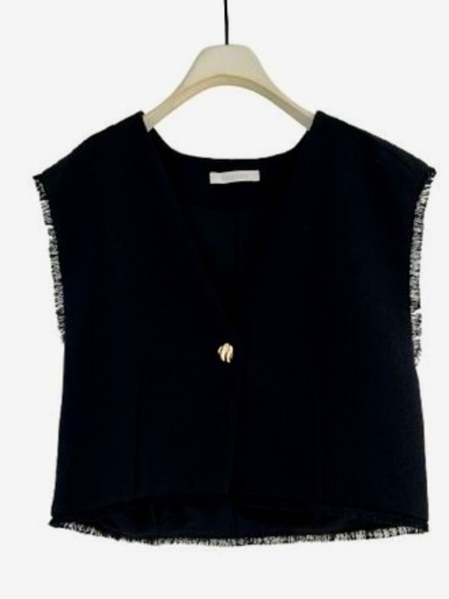 【送料無料】CHIGNON(シニヨン)ツイードショートベスト ブラック キレイめ キレイめカジュアル セレモニー オケージョン 4756-450MK