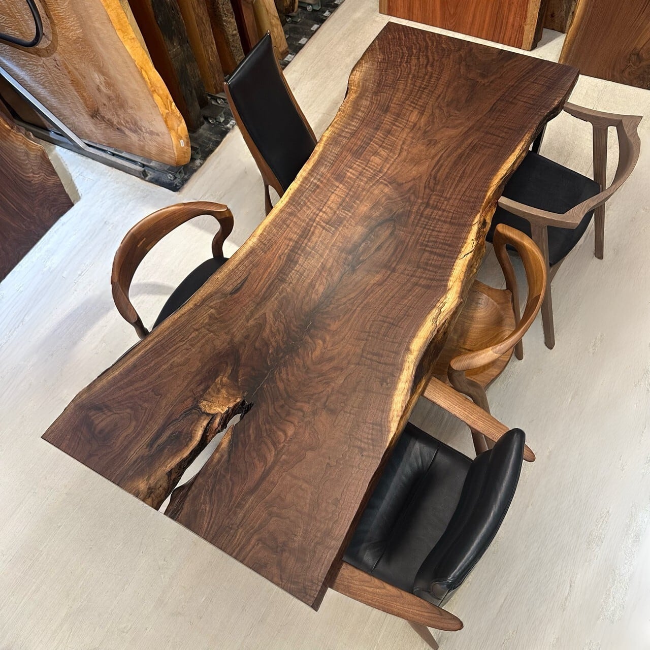 【クロッチ】ウォールナット_2000×760-620-850×50_浅草本店_テーブル天板/一枚板 261770 t001