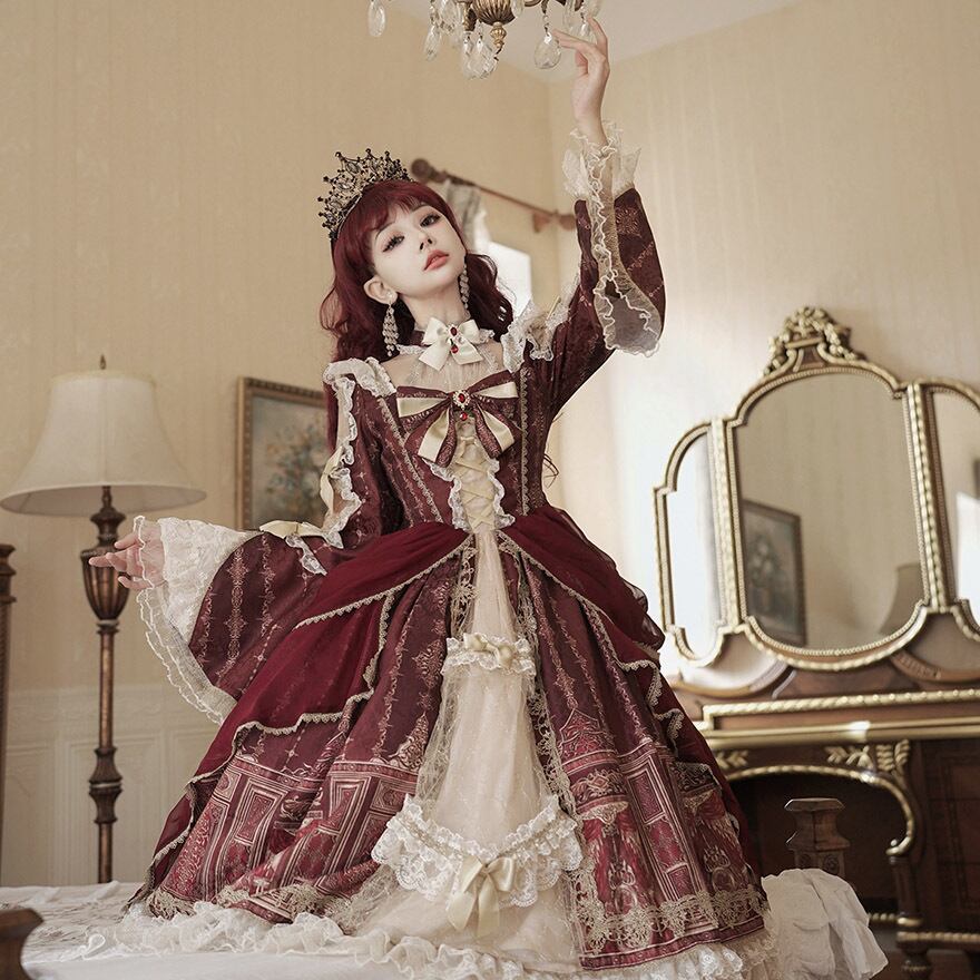 ゴスロリ・ロリータドレス ワンピース お姫様 ベーカー街のお茶会(最終値下げ ゴスロリ通販 With U ファッション 長袖ワンピース ドレス エレガント