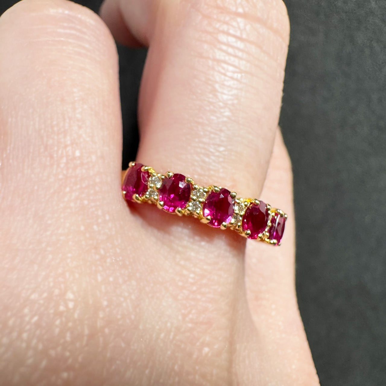 １粒ルビー×ダイヤ WGエタニティリング K18YG 1.50ct ルビー エタニティリング | カオキ | 日本最大級の品揃え