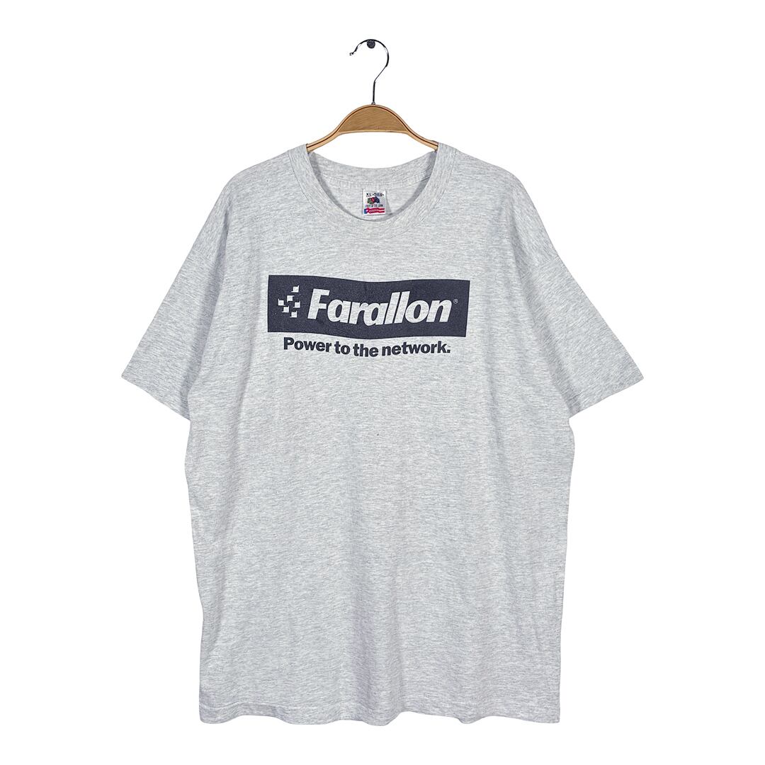 90s ファラロン コンピューティング USA製 ヴィンテージ Tシャツ IT企業 グレー シングルステッチ フルーツオブザルーム サイズXL BZ0669