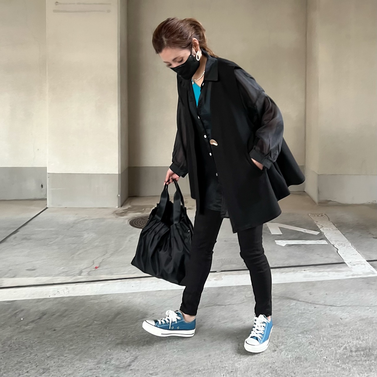 2wayプリーツバッグ【ハンドバッグ・ショルダーバッグ】／ブラック