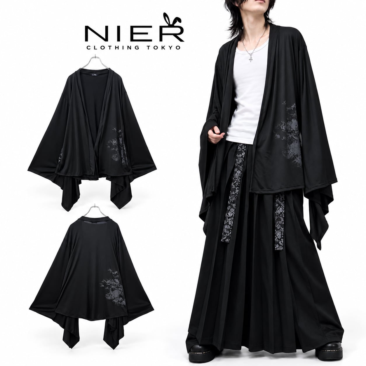 軽量着物風袖BLACK OUTER【彼岸花】. | NIER CLOTHING