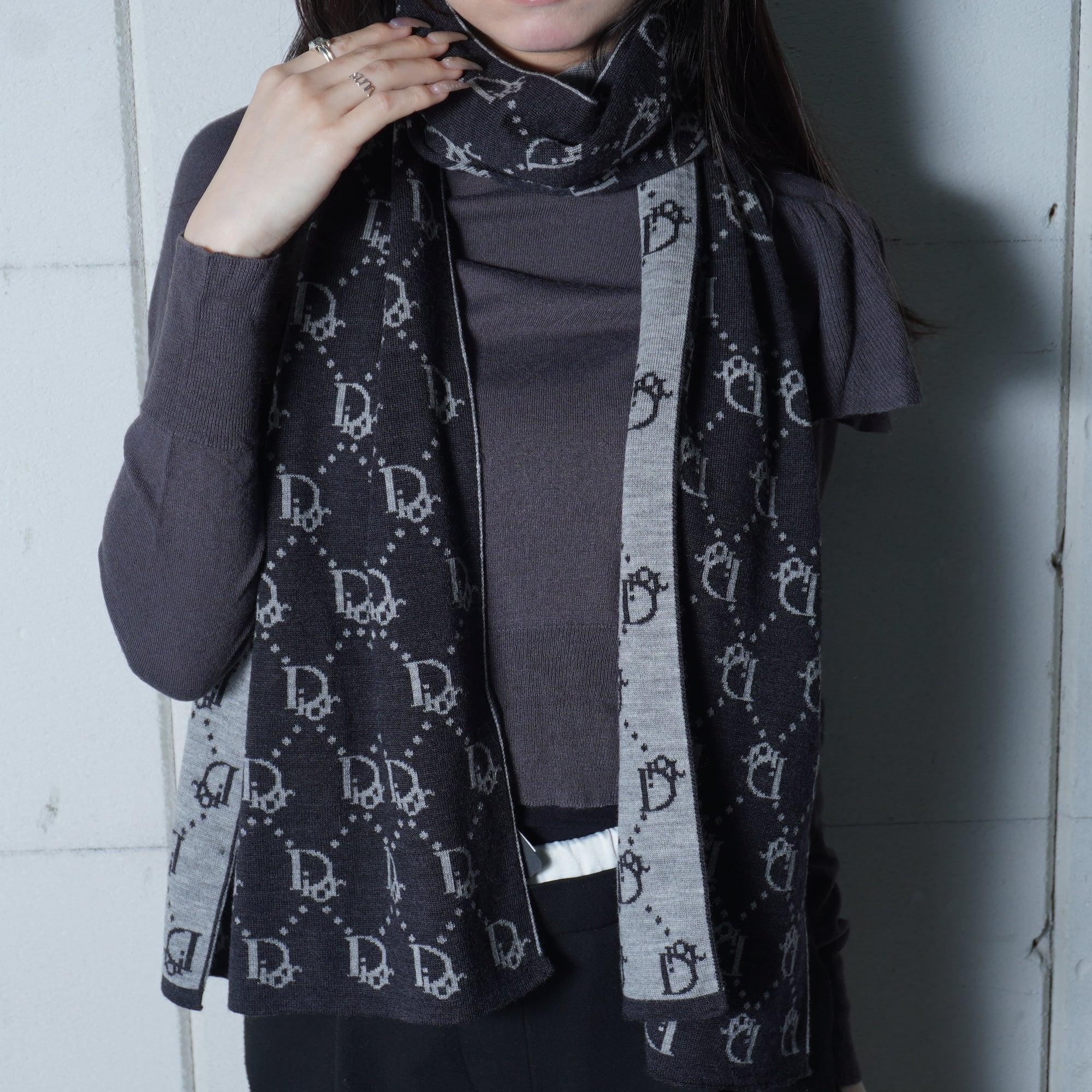 Christian Dior】クリスチャンディオール WOOL100％ トロッター総柄