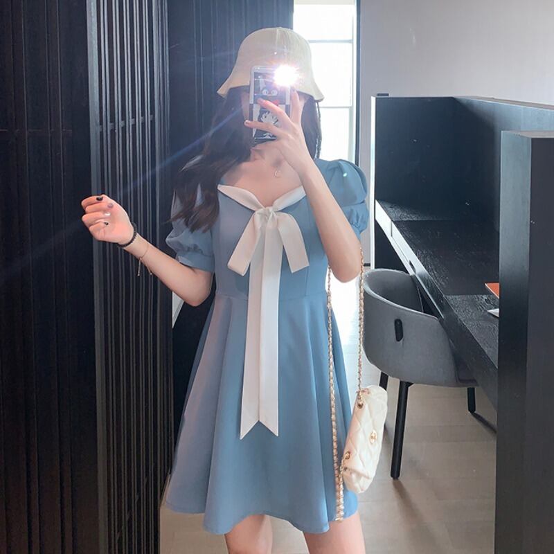 ドレス スリム薄手リボンスカート 大人ガーリー スウィート キュート カジュアル YY-ファッション45504035094