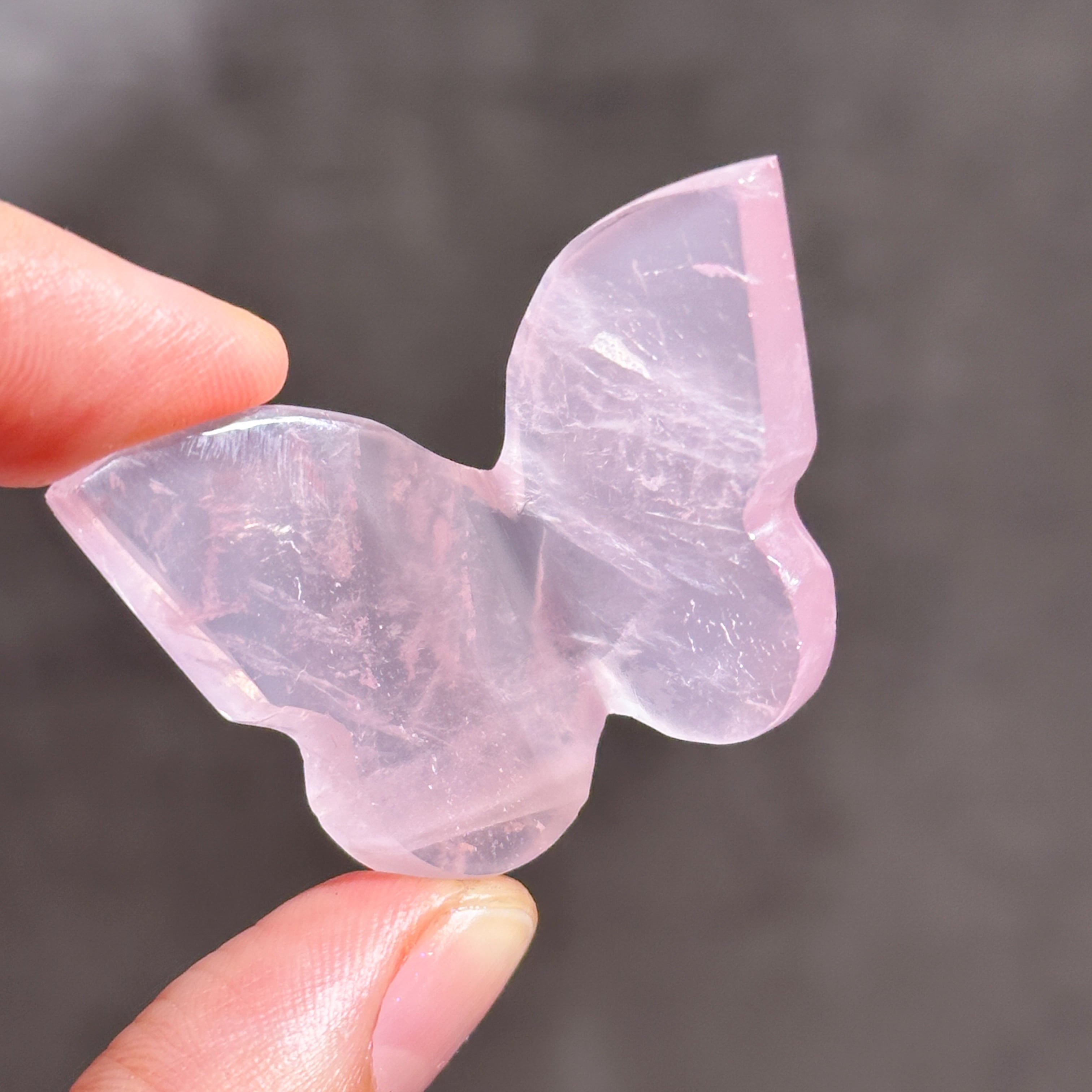 No.1244 ローズクォーツ 天然石 蝶 バタフライ オブジェ ローズクォーツ 3D蝶 12◇ Rose Quartz Butterfly ◇天然石・鉱物